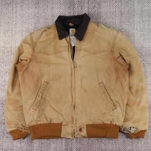 Vintage Carhartt J14 BRN Santa Fe Jacket Brown Duck Canvas Quilted Lined Large